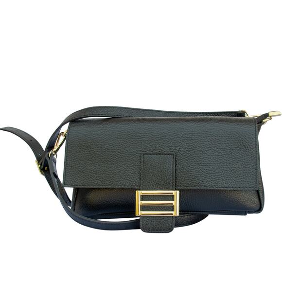 Women's Black Small Handbag Italian Leather Purse DIVINA FIRENZE Made in Italy - Picture 2 of 9
